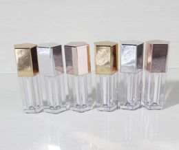 Factory Whole Plastic Cosmetics Packaging Gold Silver Pentagon Lip Gloss Tube 5ml Clear Empty Lipgloss Tubes Container Lip Bla1073982