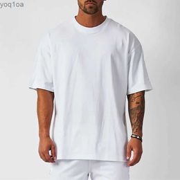 Men's T-Shirts Top Mens Blank T-Shirt White Oversized Retro Solid Colour T-Shirt Large Size Mens Womens Fashion Short Sleeve Mens T-ShirtL2403