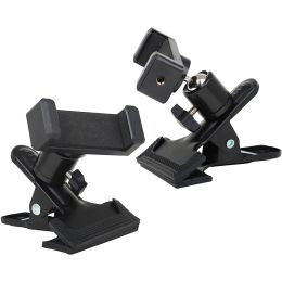 Stand 2 Pcs Phone Holder Microphone Stand Guitar Headstock Clip Supporting Bracket Intelligent Video Recording Metal Broadcast