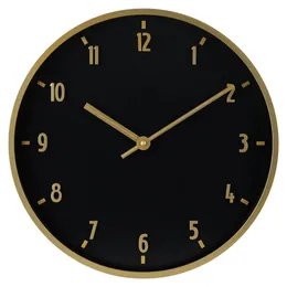 Wall Clocks 20" Round Indoor Black And Gold Analogue Clock With Arabic Numbers Living Room Decoration Kitchen Office Use Design 2024