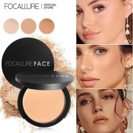 FOCALLURE 9 Colours Pressed Powder Waterproof Long-lasting Full Coverage Face Compact Setting Powder Makeup Foundation Cosmetics 240407