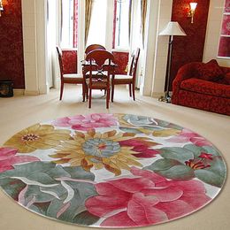 Carpets Chinese Floral Pattern Red Handmade Flower Round Rugs And For Home Living Room