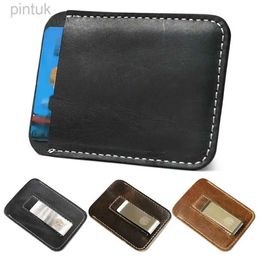 Money Clips Leather Genuine Leather Money Clip New Thin Slim Bills Mini Metal Cash Clamp Man Holder Man 240408