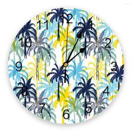 Wall Clocks Coconut Tree Tropical Plant 3d Clock Modern Design Farmhouse Decor Kitchen Vintage PVC Round Living Room Decoration