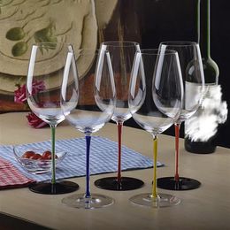 900950ml Colored Handle Big Crystal Wine Glasses Home Large Capacity Red Glass Luxury Champagne Goblet Cup Bar Drinkware 240408