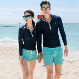 Suits wisuwore Korean 2023 Women Men Couple Diving Suit Split Long Sleeve Swimwear Conservative Sports Swimwear Vacation Swimwear