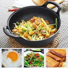Cast Iron Pot Uncoated And Non Stick wok Casserole kitchen cooking pot cast iron skillet Cookware pan fry 240407