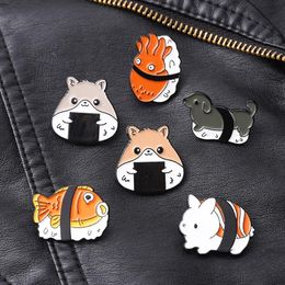 Sushi Animal Enamel Pin Cute Kawaii Food Fun Brooches Badges for Bag Hat Backpack Girl Boy Accessories Jewellery Wholesale Many kinds of brooches