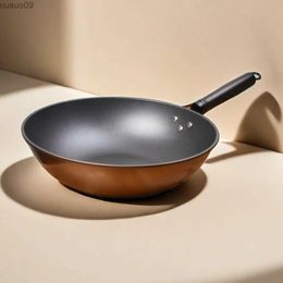 Pans 30cm Chinese pure iron pot beautiful appearance uncoated commonly used in gas and induction cookware cookware pot with wooden handleL2403