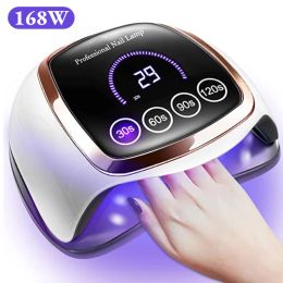 Drills Uv Led Lamp for Nails Drying Manicure Lamp with Memory Function Lcd Display 168w Professional Led Nail Lamp Nail Art Salon Tools