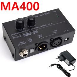 Amplifier MA400 Headphone Preamplifier Microphone Preamplifier Audio 6.35mm & 3.5mm Headphone Outputs Mixer for Speech / Live Streaming