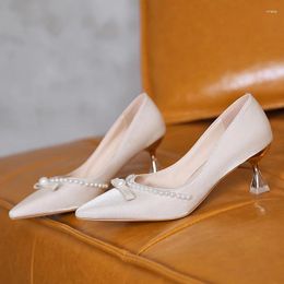 Dress Shoes High Heels Women's Slim Sexy And Fashionable 2024 Spring Autumn Pearl Single Fairy Style French S