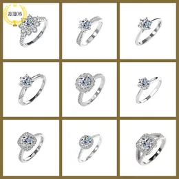 Cluster Rings JECIRCON S925 Sterling Silver Moissanite Ring For Women Classic 6 Claw 1 Diamond Sunflower Engagement Band Fine Jewelry