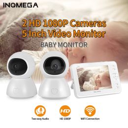 Monitors INQMEGA 5 inch Video Baby Monitor Night Vision 1 Screen 2/3 Surveillance Camera 1080P Security Camera Babysitter Camera