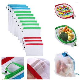 Drawstring 12pcs Reusable Produce Bags Washable Shopping Vegetable Fruit Toys Storage Crossbody Bag 2024