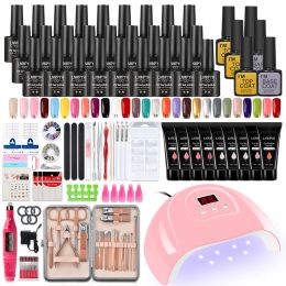 Connectors Nail Set Poly Nail Gel Kit with Uv Nail Dryer Nail Drill Hine Nail Extensions Quick Building Gel,polish Set Soak Nail Art Kit