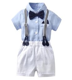 Newborn Baby Boy Romper Bow Formal Gentleman Suit For Summer Clothes Children Romper White Shorts Newborn Clothing Set Size 59 L4913011