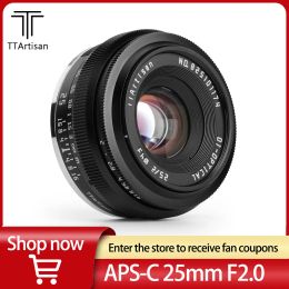 Accessories TTArtisan 25mm F2.0 APSC MF Camera Lens for Canon EOSM/RF Sony E/Nikon Z/Fuji XF/M43/L Mount for Portrait Humanity Street