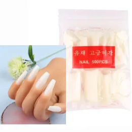 Treatments 500 Pcs Coffin Nail Tips, Natural Color Acrylic Nail Tips Full Cover Artificial False Nails for DIY Nail Art or Silicone Hand