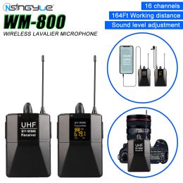 Microphones WM8 Professional Wireless Lavalier Microphone UHF Recording Microphone 80m Reception distance for Mobile Phone/SLR Camera/Comput