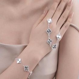 VAC bracelet Lucky Clover Pure Silver 999 Light Luxury Girl Feet Silver Bracelet with High Quality and Elegance as a Gift for Girlfriend and Best Friend