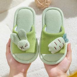 Slipper Kids Cotton Linen Slippers Soft Comfortable Flip Flop Child House Indoor Shoes Warm Home Slippers Boys Girls Open Toe Slides 2448