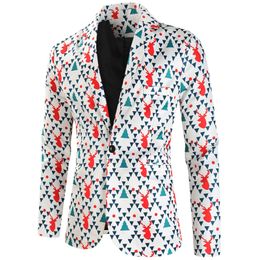 Fashion Print Suit Jacket MenS Christmas Coat Red Green Funny Costume Homme Men Blazer Plus Size Jackets For Party 240329