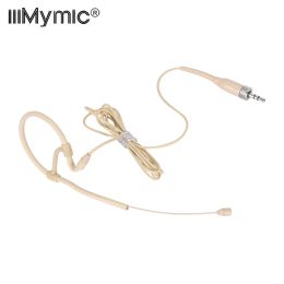 Microphones iiiMymic Single Earhook Headset Microphone 3.5mm Jack TRS Lockable Beige Headworn Mic for Sennheiser Wireless BodyPack System