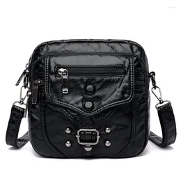 Bag Washed PU Leather Messenger Bags Solid Black Classic Shoulder Brand High Quality Soft Crossbody Designer Flap Man