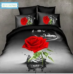 Bedding Sets Bedclothes Luxury 3d Red- Pink Rose Set King Size Home Textiles Double Bed Duvet Cover Wedding Decoration