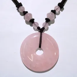 Pendant Necklaces Wholesale 1pcs Natural Stone Quartz Crystal Aventurine Agates Round Donut Necklace Diy Jewellery Making Women Men Gift