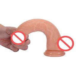 YUELV 8 Inch Soft Silicone Realistic Dildo With Suction Cup Dual Density Artificial Penis Gspot Female Massager Adult Sex Toys Fo4583799
