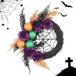 Decorative Flowers Halloween Wreath Decorations Lighted LED Door Wreaths For Reusable Autumn With Light Wall