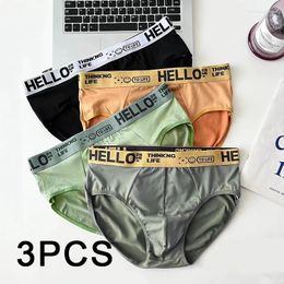 Underpants 3PCS Soft Men's Panties Sports Personality Boxers Breathable Large Size Briefs For Men Underwear T Underwears