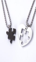 Jigsaw heart couple pendant titanium steel necklace Fashion Jewellery Couple pendant4935290