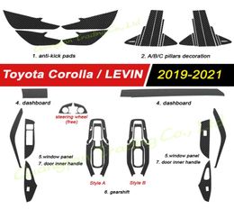 For Corolla 2019-2021 Interior Central Control Panel Door Handle 3D/5D Carbon Fiber Stickers Decals Car styling Accessorie3409979