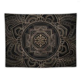 Tapestries Golden Sri Yantra/ Chakra In Lotus Tapestry Room Decorator House Decor