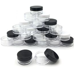 50Pcs 5 Gram Jar Make Up Jar Cosmetic Sample Empty Container Plastic Round Lid Small 5ml Bottle with Black White Clear Cap5487382