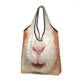 Shopping Bags Custom Red Guinea Pig Bag Women Portable Big Capacity Groceries Cute Animal Tote Shopper