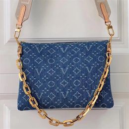 Denim Vintage bag Designer bag pillow bag denim handbag women's gold chain single shoulder bag high quality shoulder strap pochette letter embossed wallet