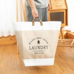 Laundry Bags Foldable Large Capacity Basket Cotton Linen Collapsible Fabric With Handle Waterproof