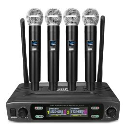 Microphones Wireless Karaoke Microphone Professional UHF Cordless Dynamic Mic with Rechargeable Receiver for Voice Amplifier PA System Party