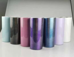 sublimation blank glitter Skinny Tumbler 20oz Stainless Steel Sparkly Water Tumbler With Splashproof Lid straw Shiny Travel cup6985905