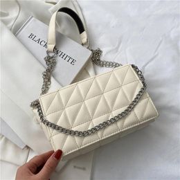 Shoulder Bags Chain Cross-Body Bag For Party Female 2024 Trend Ladies Diamond Lattice Cluth PU Leather Purses And Handbag