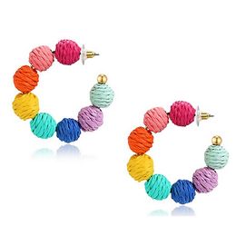 2pc Bohemian Style Colourful Earrings Pure Handmade Design Summer Wear