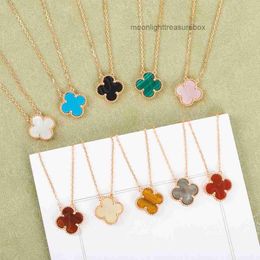 New Luxury Quality v Gold Material Charm Pendant Necklace with Shell Agate Nature Stone for Women Wedding Gift Jewellery Ps7000 CEHG