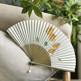 Decorative Figurines Chinese Folding Fan Ladies Hand-painted Calligraphy And Painting Outdoor Play Easy To Carry Portable Wedding Hand