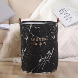 Laundry Bags Folding Clothes Storage Basket Marble Grain Bedroom Bag Container Bucket