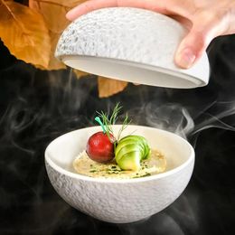 Bowls 1 Piece Volcanic Stone Tableware White Molecular Craft Planet Like Bowl INS Ceramic Dish Dessert Serving