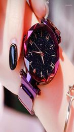 Wristwatches Luxury Starry Sky Women Watches Magnetic Mesh Belt Band Watch Women039s Fashion Dress Wristwatch Zegarek Damski3313070